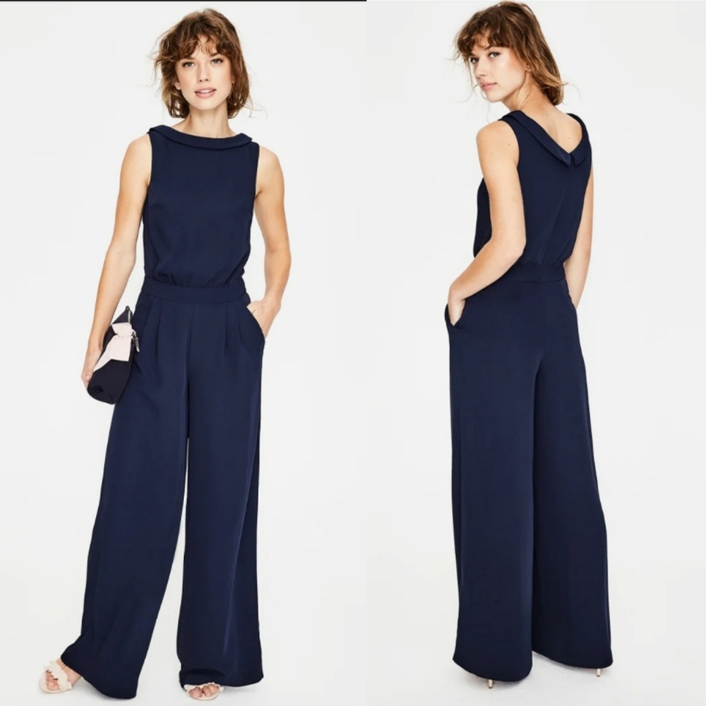 Boden Clarissa Jumpsuit in Navy Blue Size 2P NWT